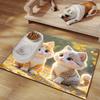 1Pcs Cute Cat Feeding Mat Waterproof Spill-Resistant Pet Food Bowl Placemat Easy Clean Tabby Design Indoor Pet Accessories