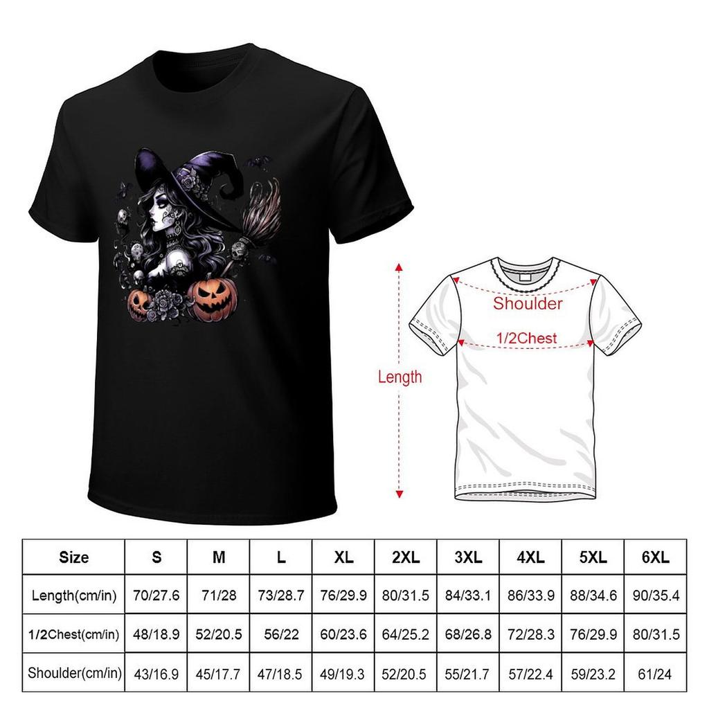 Gothic Halloween Witch TShirt custom shirt blacks mens t shirts pack