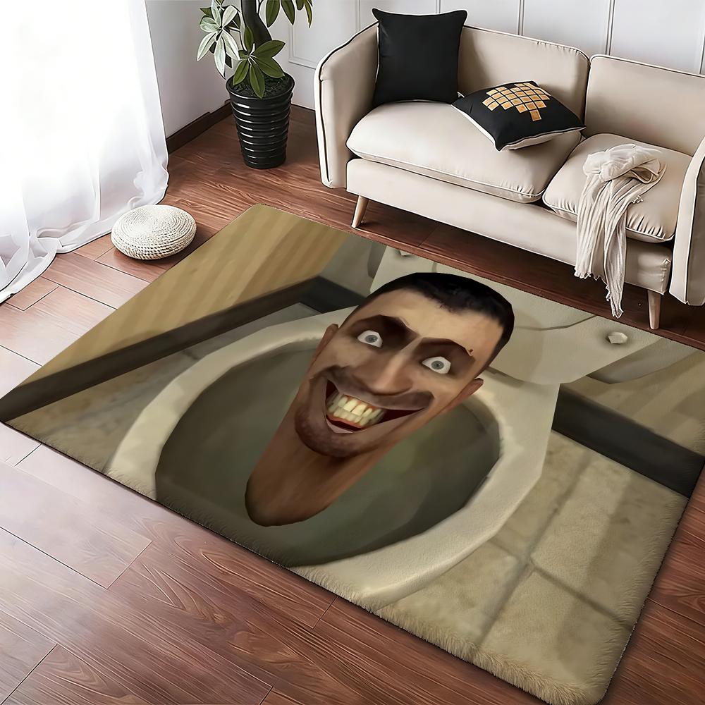 Cartoon S-Skibidi T-Toilet Floor Mat Soft Thickened Absorbent Non-Slip Bedroom Living Room Door Mat Home Decor Flannel Rugs