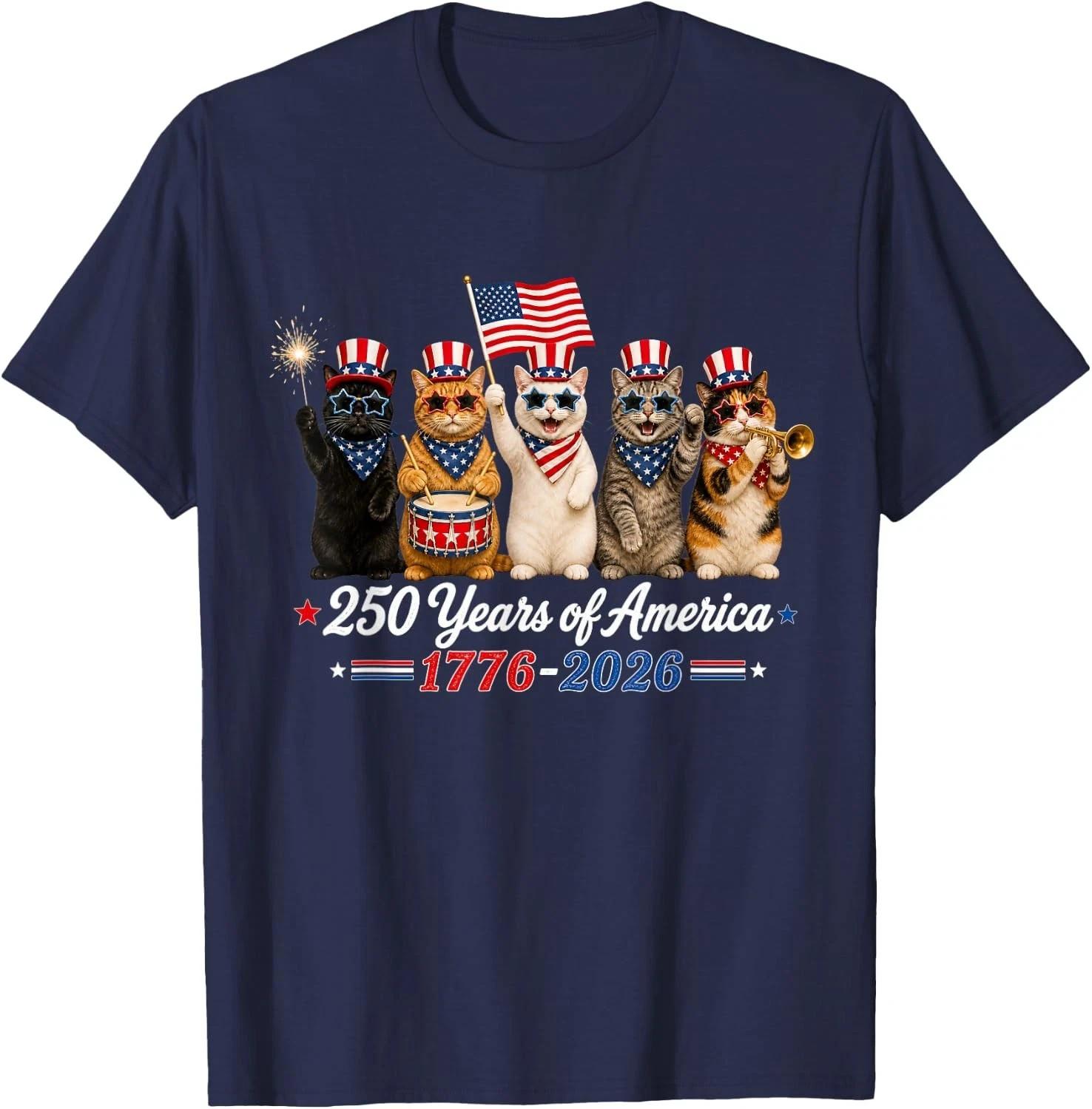 250 Years of America Cats Patriotic Cat 4th of July Cat Unisex T-Shirt S-2XL Unisex T-Shirt XL