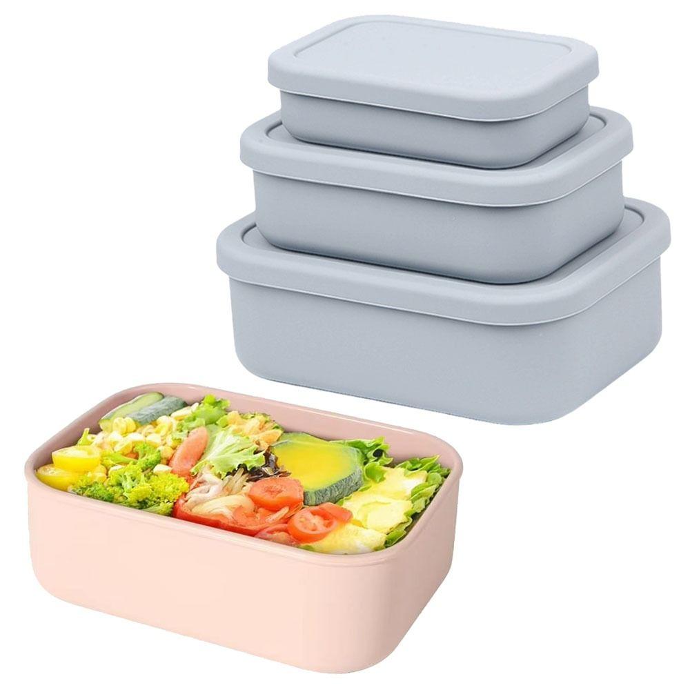 With Lid Silicone Lunch Box Food Grade Storage Box Rectangle Food Storage Container  Picnic