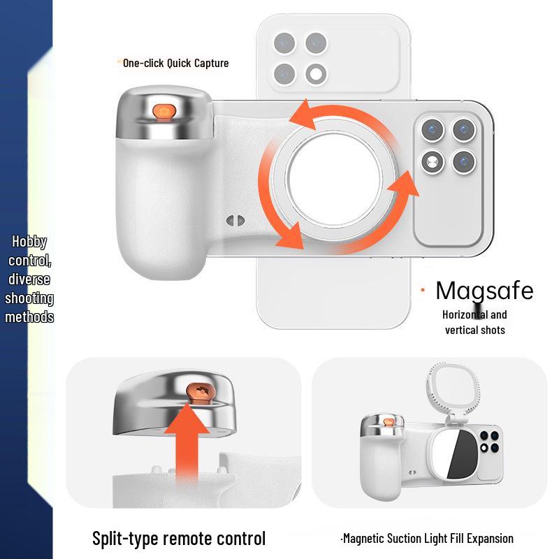 Mobile Phone Assistant: Portable Bluetooth Selfie Handle with Magnetic Fill Light
