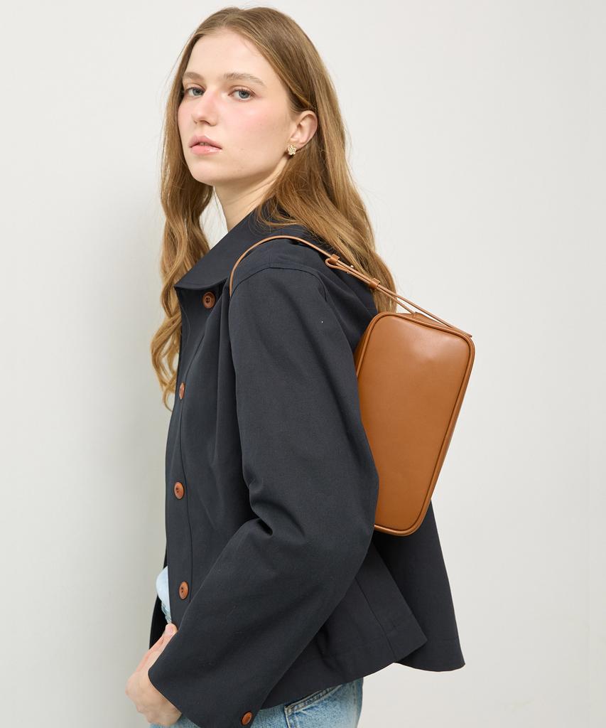 New Looky Square Leather Shoulder Bag _Brown