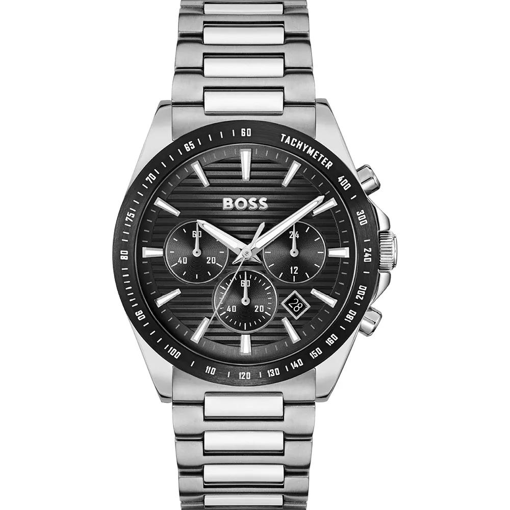 BOSS Strike Chrono Black Stainless steel Silver Men s Quartz Watch 1514290 чёрный