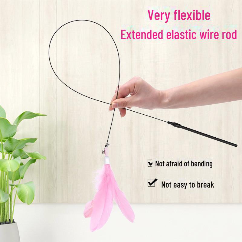 Interactive Cat Toy Handfree Cat Stick Playing Kitten Playing Teaser Wand Toy Suction Cup Bird/Feather Cat Wand Pet Supplies