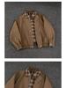 Men's Retro Plaid Patchwork Flight Jacket - Brown Casual Baseball Style