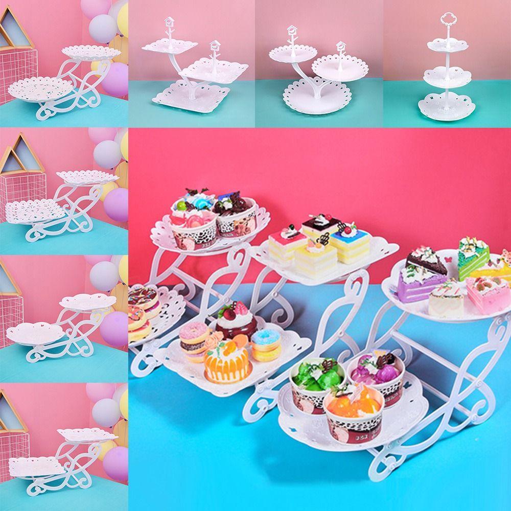 Plastic Cake Stand 2/3-Layers Food Fruit Plate Creative Dessert Rack Wedding Birthday Party