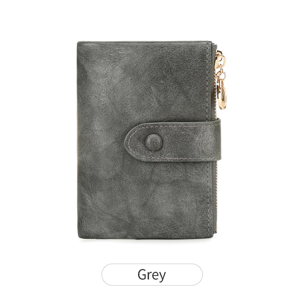 Double Zipper Women's Wallet Minimalist Short Three Layer Large Capacity Purse Card Holder ID Card Credit Bank Card Holder Money Bag