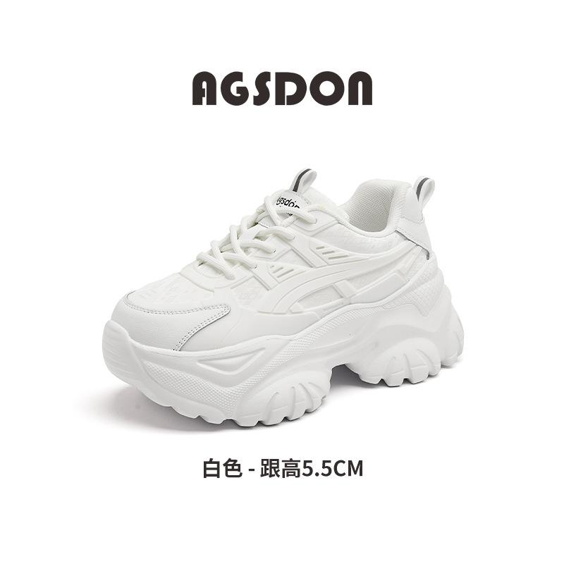 Augustine Leather Dad Shoes Women's 2025 New Autumn and Winter Platform White Casual Sports Small Running Shoes