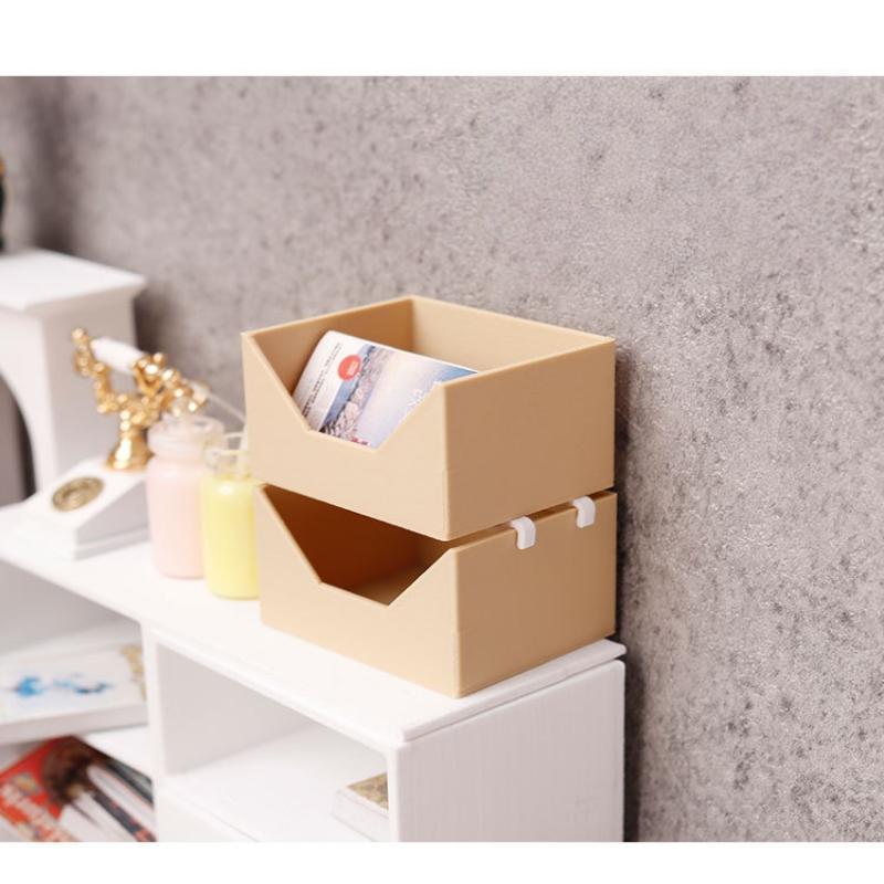 1 Set Dollhouse Organizer Bin Kit 1:12 Scale Three Layer Storage Container DIY Accessory Mini Stackable Storage Box For Dioramas