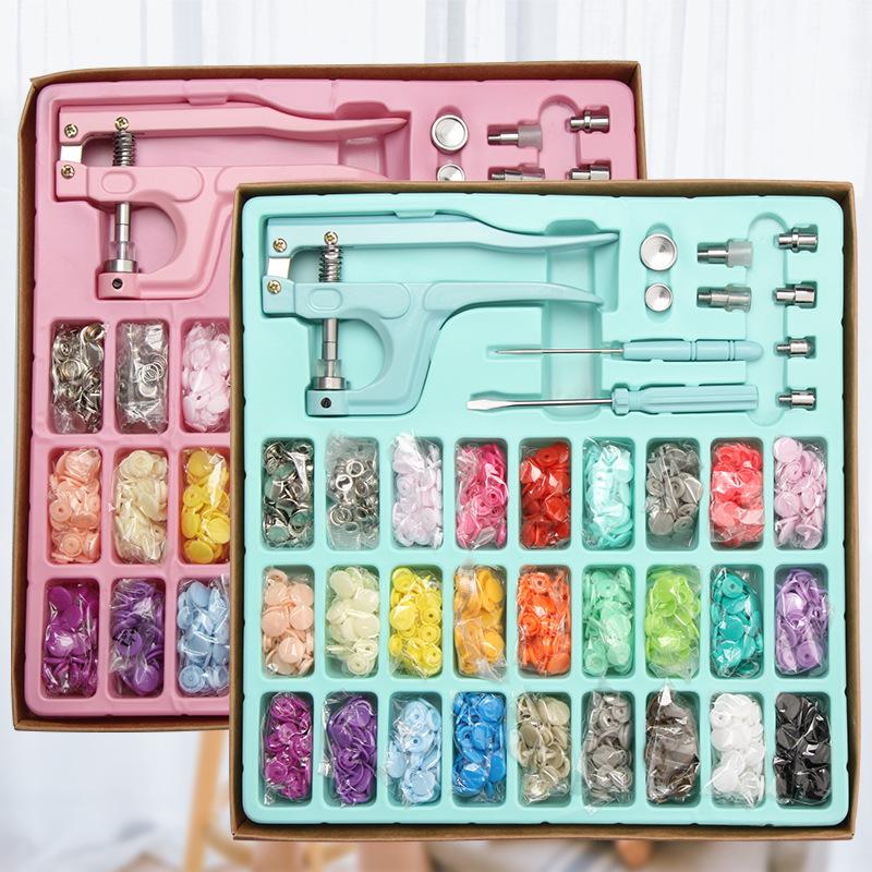 AEE4-Snap Fasteners Button With Pliers Tool, Plastic Metal Snaps No-Sew Buttons For Clothes, Wallets And Sewing