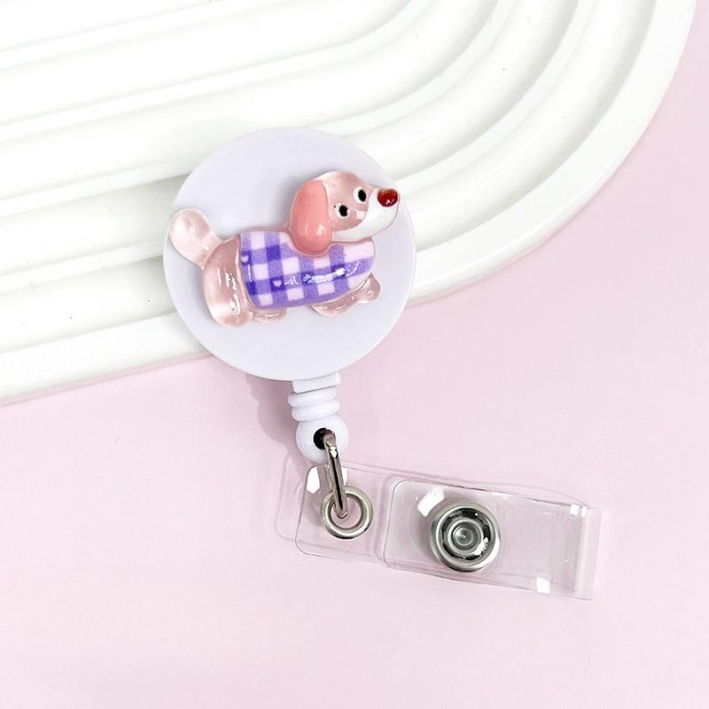 Cute Animal Retractable Badge Holder for Healthcare Workers60cm Extendable ID Card Reel with Secure Clip Puppy Design for Nurses