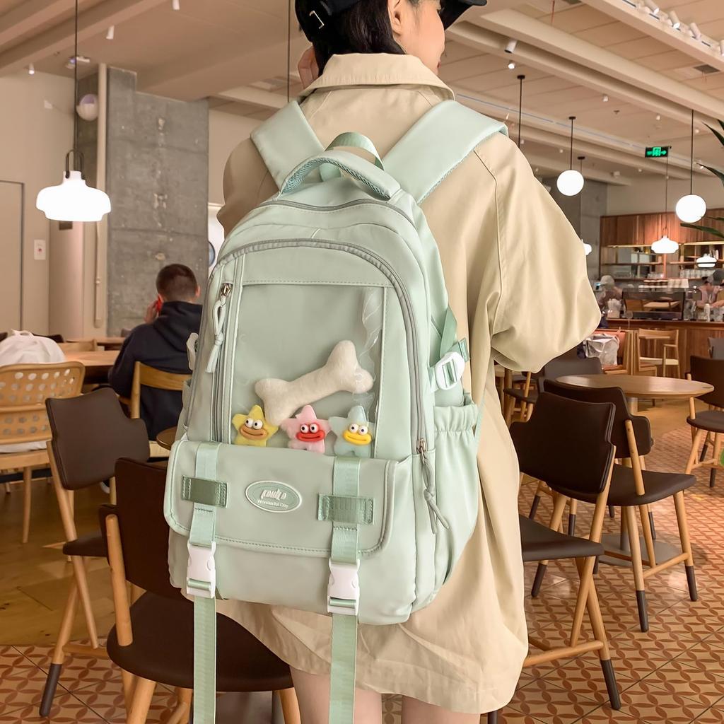 ZESU Large Capacity Korean PVC Perfect for and Elementary School Students Women's Backpack, Ita-Bag Backpack, Transparent, Commuting, School, (Black)