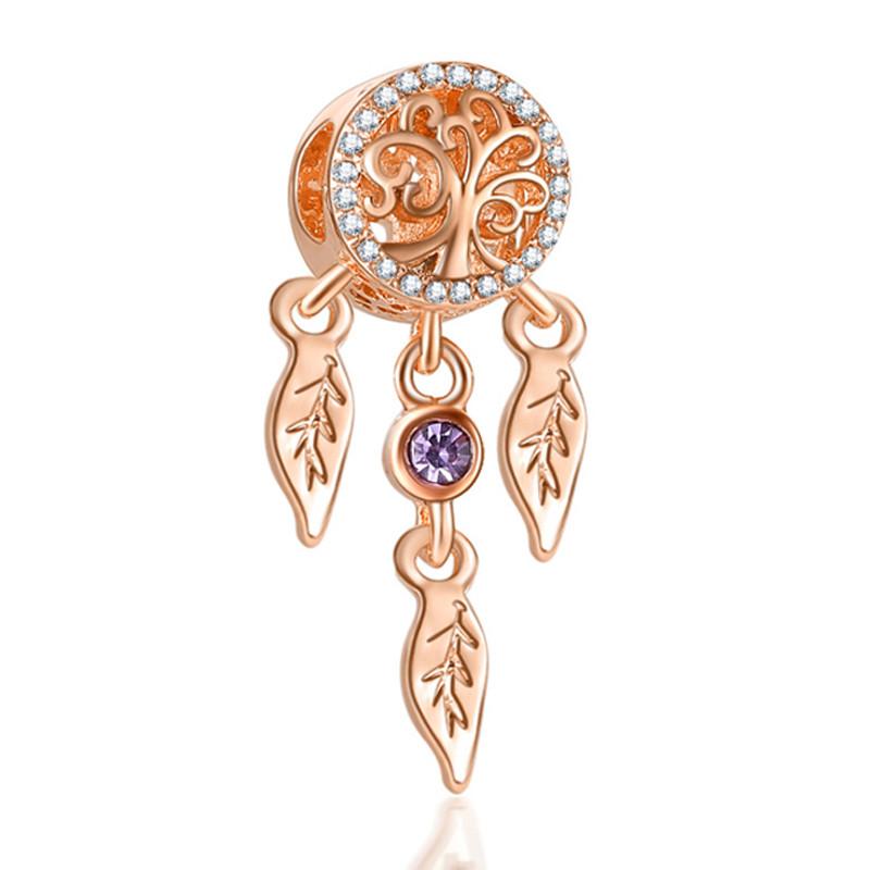 Luxury Rose Gold Plated Crystal Flower Animal Love Heart Charms Beads Fit Original Bracelet DIY Pendants for Jewelry Making