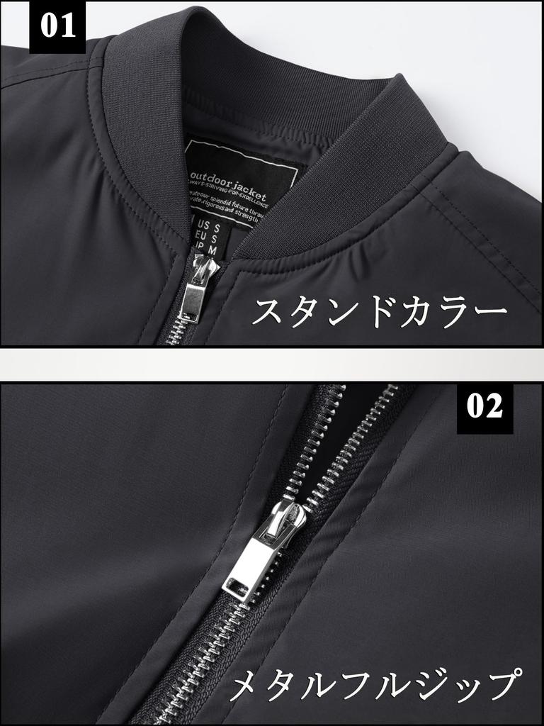 [TACVASEN] Flight Jacket Men's Outerwear Winter Coat Warm Windproof Jacket Sports Lightweight Stadium Jacket Collared Jumper Autumn Military Black L
