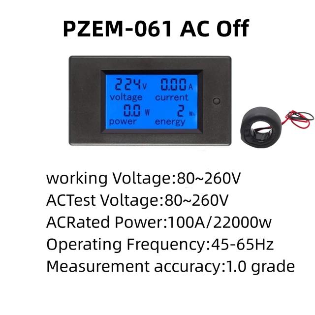 20A 100A AC 80-260V DC 6.5-100V Digital LED Display Voltmeter Ammeter Wattmeter Power Energy Meter 12V 24V 110V 220V Volt Tester