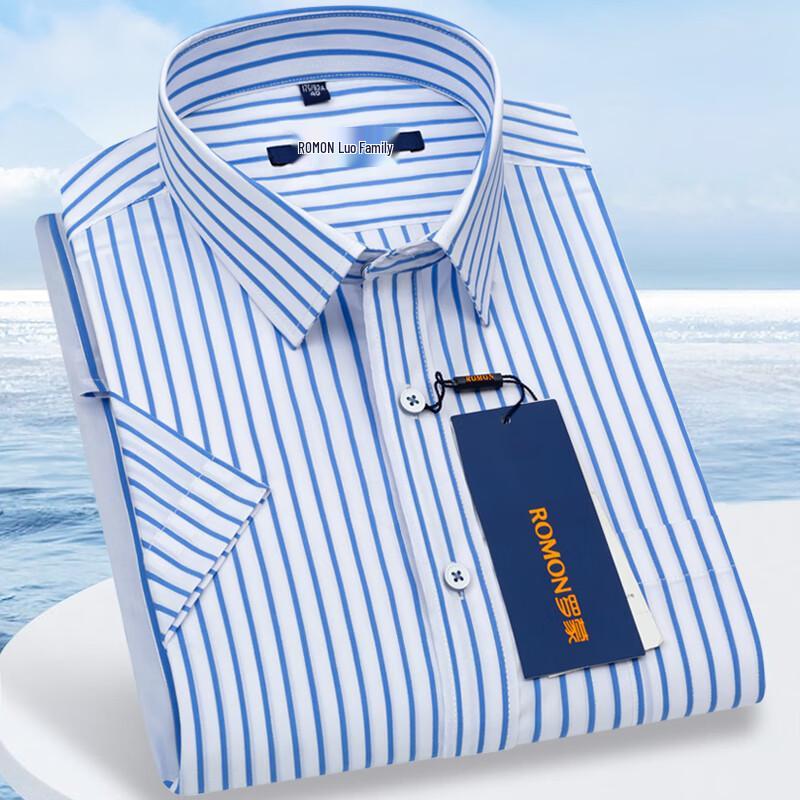 

Romani Men s Formal Business Short-Sleeve Stand-Collar Shirt 41
