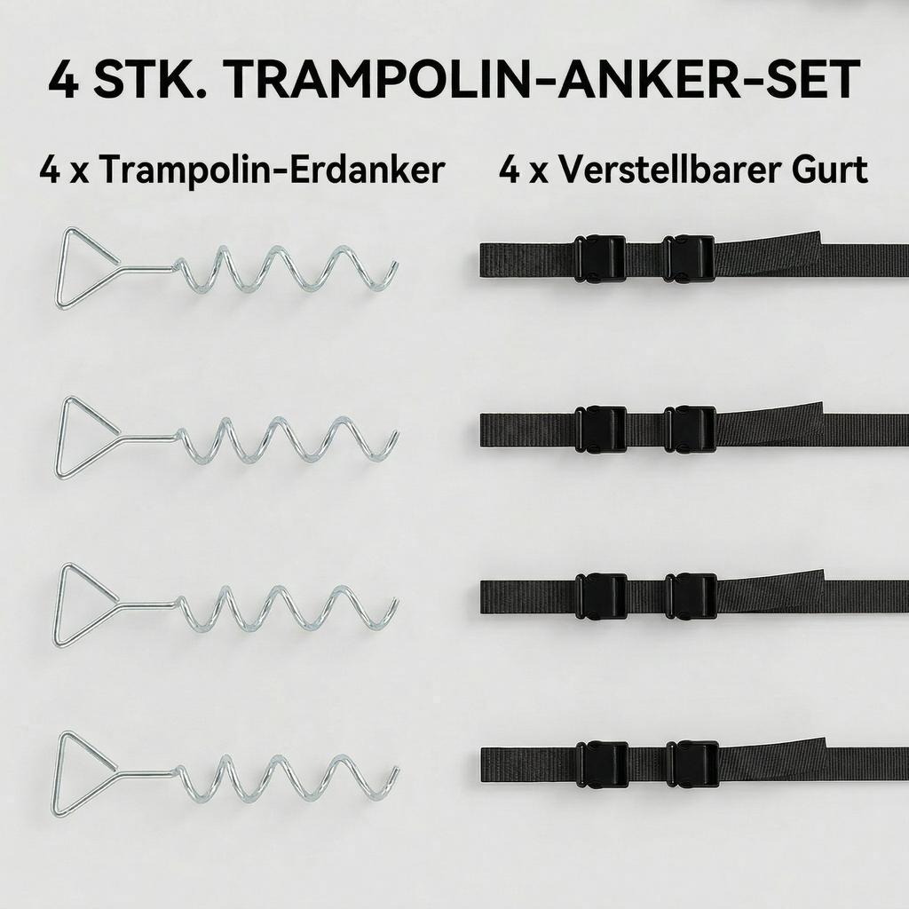 Ground Anchor Screw with Triangle Handle for Trampoline 4-Pack 32 Cm