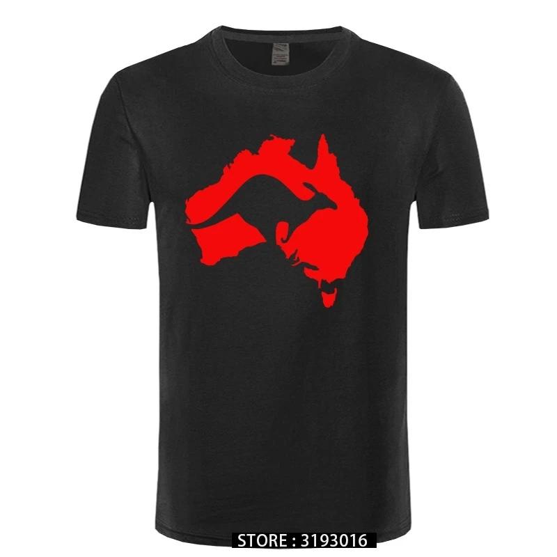 Cool Australia Map Kangaroo T Shirt Men Cotton Oneck Hip Hop Tops Harajuku Streetweaarr Australia Tshirt