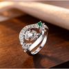 Vintage Rose Flower Emerald Diamond Ring for Women Palace-style Hollowed-out Ring with Diamond Accents, a Niche and Luxurious Accessory