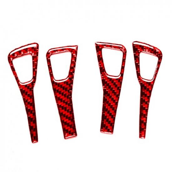 4Pcs Red Carbon Fiber Window Lift Switch Button Cover Trim For Tesla Model 3/Y