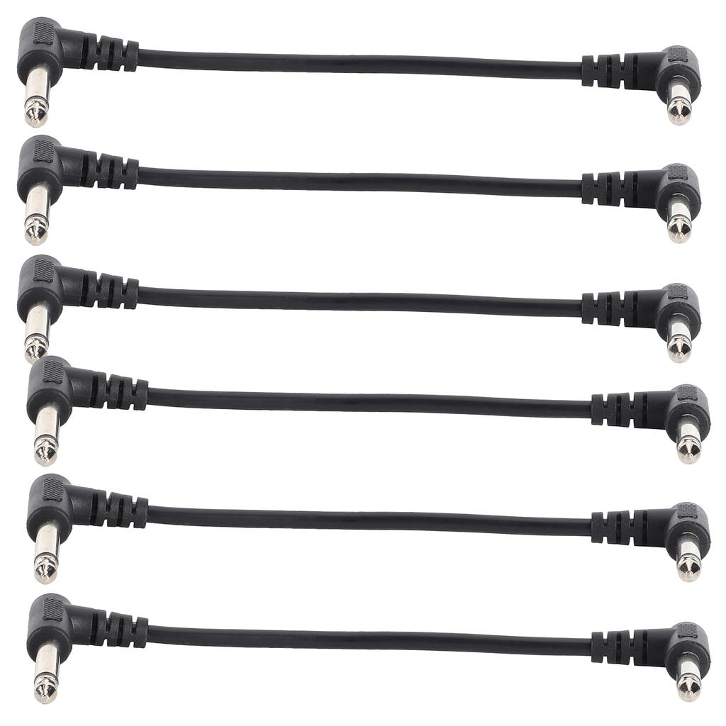 6PCS Guitar Effect Pedal Cables 6.35mm Elbow Right Angle Connector Head 6in Length