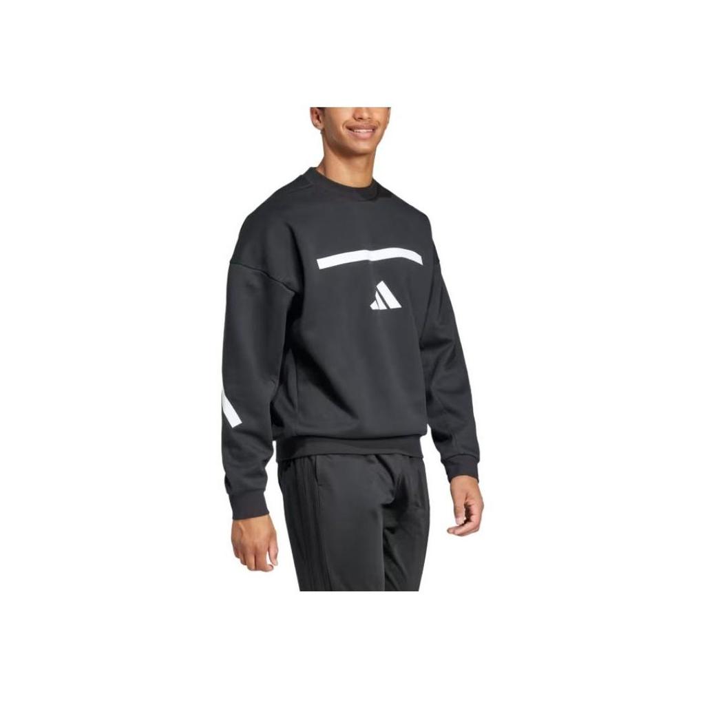 adidas Z.N.E. Serie Pullover Sweatshirt, Heren Lange Mouwen Sportkleding, Comfortabel Mode Dagelijks Topje, Klassiek Zwart Wit Kleurcombinatie Ontwerp JD5982