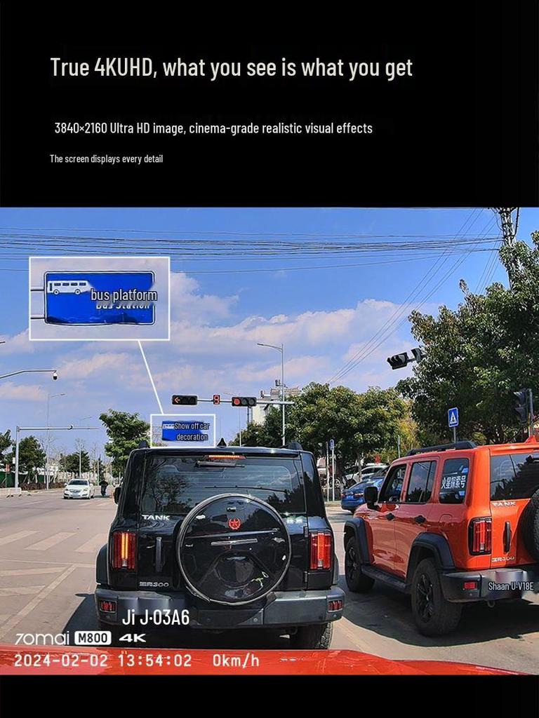 70mai M800 4K Nachtsicht Dashcam: Doppelaufnahme vorne/hinten mit 4G-Fernüberwachung & Parküberwachung.