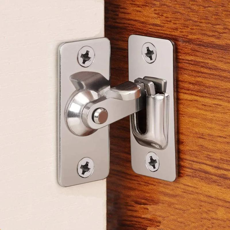 90 Degree Stainless Steel Door Latch Right Angle Sliding Bending Door Lock Latch Locker Hardware Accessories with Screws
