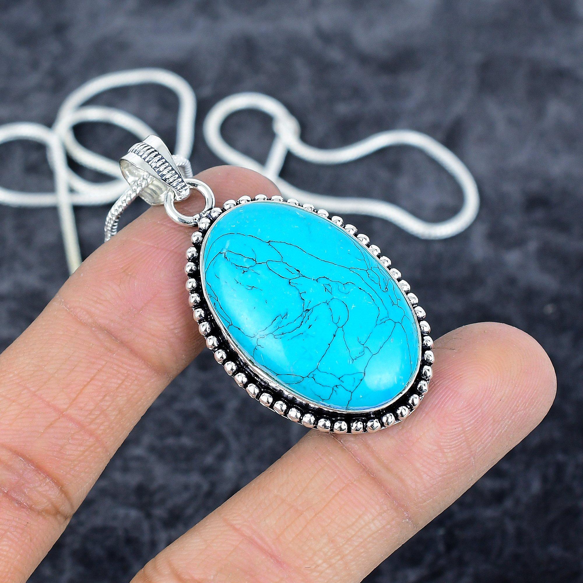 

Santa Rosa Turquoise Gemstone 925 Sterling Silver Jewelry Pendant 2.01 M-2837