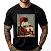 Funny Black Cat Reading A Book Fall Clothes Aesthetic Men's T-Shirts Loose
