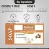 Savon pour le bain Multani Lait de Coco Naturel & Miel Lot de 5 Pièces (125 g Chacun) Savon Hydratant Nettoyant Doux Pour Hommes Femmes