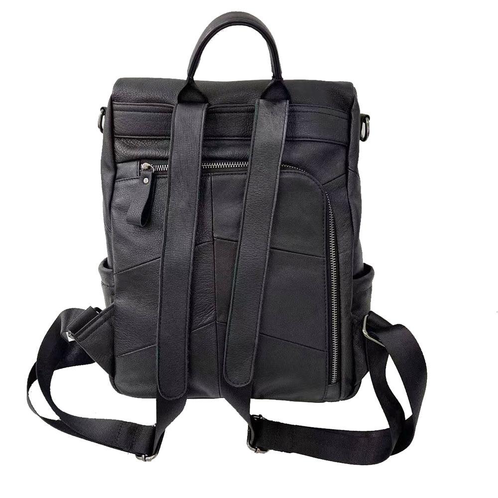 Leather Backpack Black First Layer Cowhide Women'S Backpack Trendy Versatile Soft Leather Women'S Bag