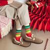 Women's Mid-Tube Red Christmas & New Year Socks - Trendy, Warm, Autumn/Winter Style