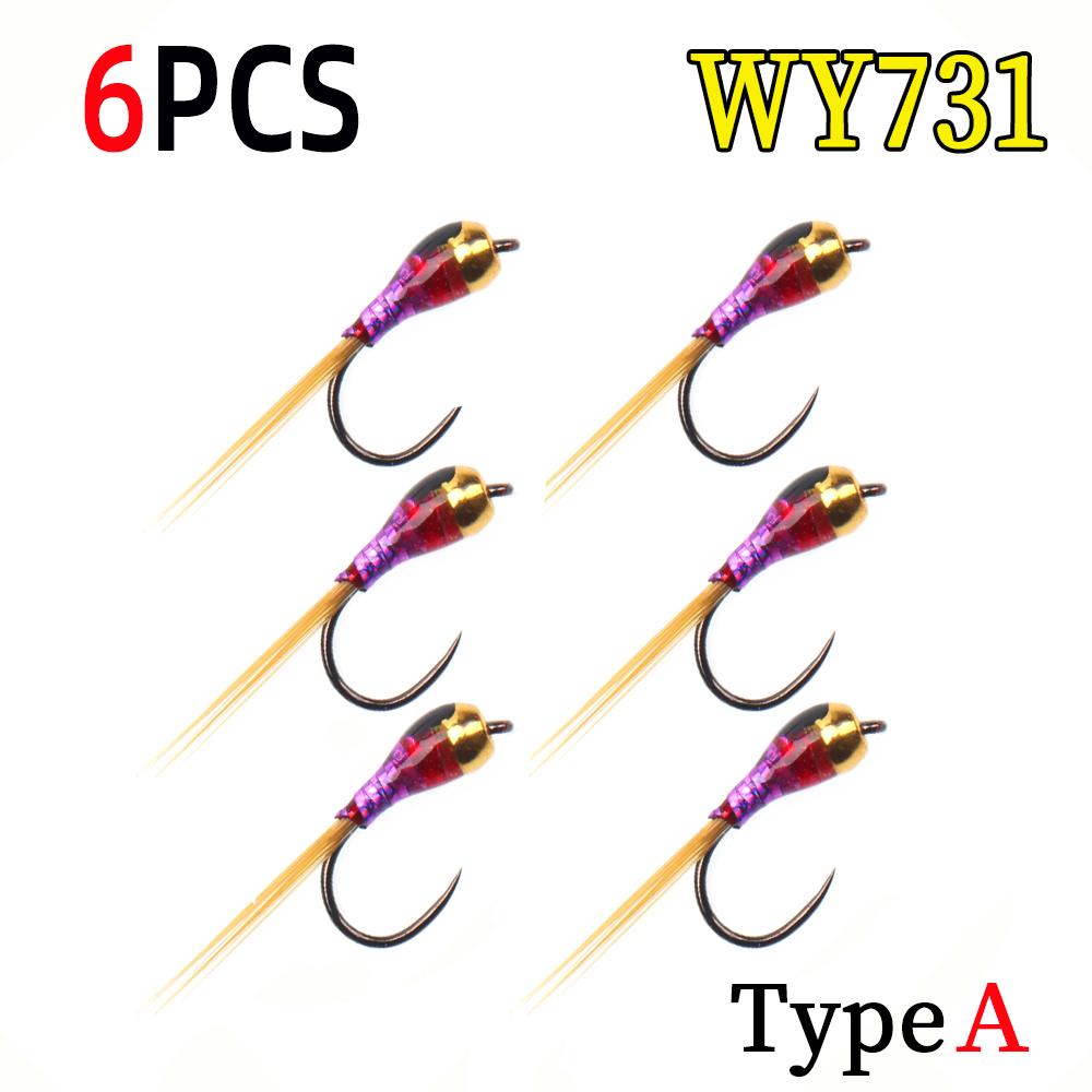6PCS Perdigon Nymph or Euro Nymph for Weighted Fly Fishing Nymph Fast Sinking Trout, Grayling Fishing Lures