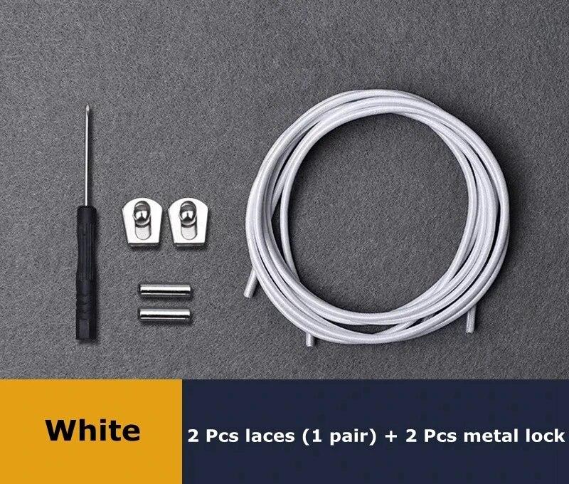 

Эластичные шнурки Светоотражающий металлический скользящий замок Без завязывания Шнурки круглые Детские Взрослые Повседневные Для прогулок Кроссовки Ленивые шнурки белый