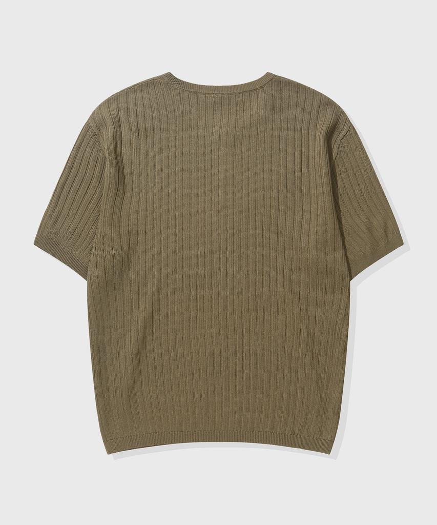 KIIMUIR [Crop] Washable Cool-Touch Henley Neck Half Knit_Khaki