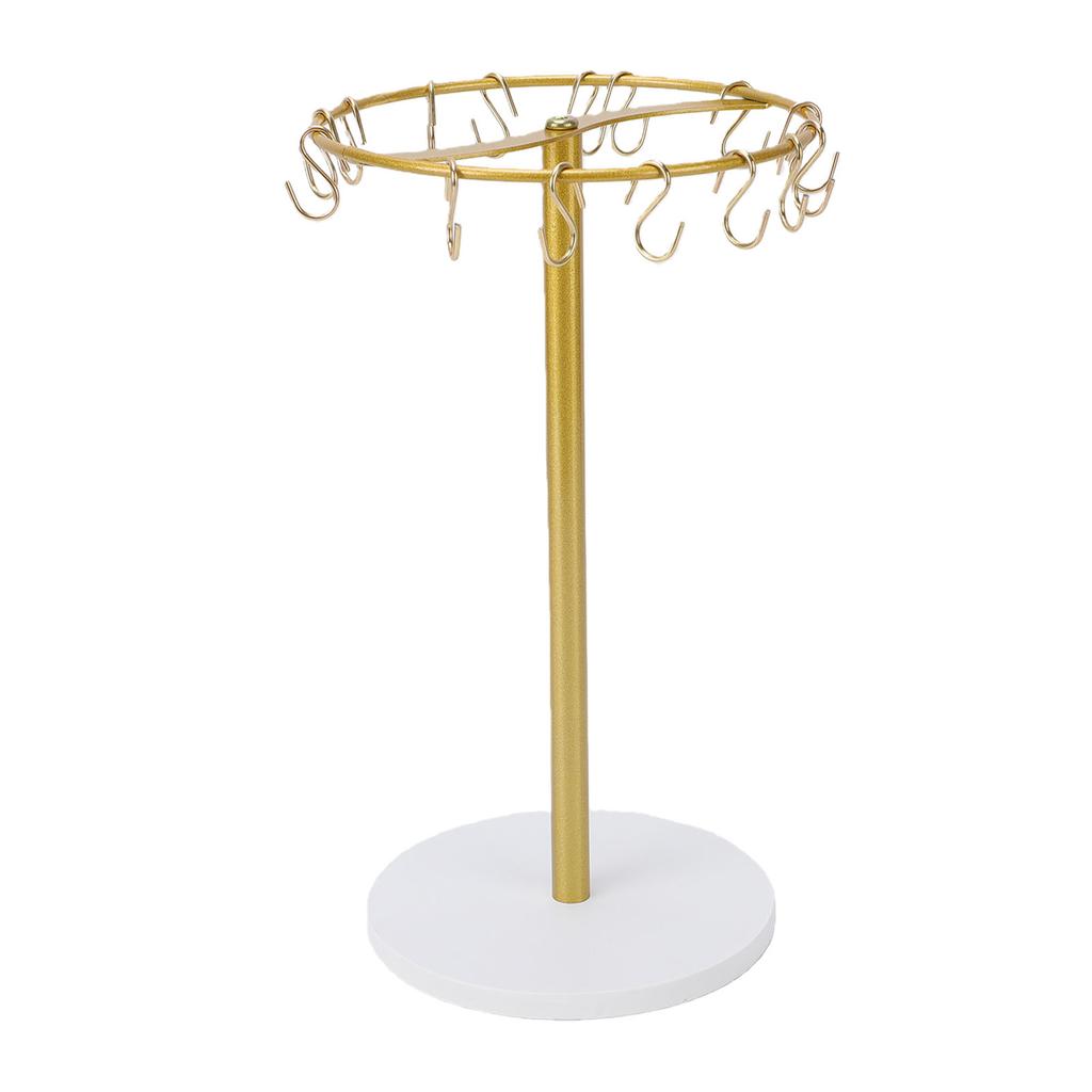 Headband Display Stand 22 Hooks Round Shape Metal Wood Jewelry Hairband Holder Display Rack