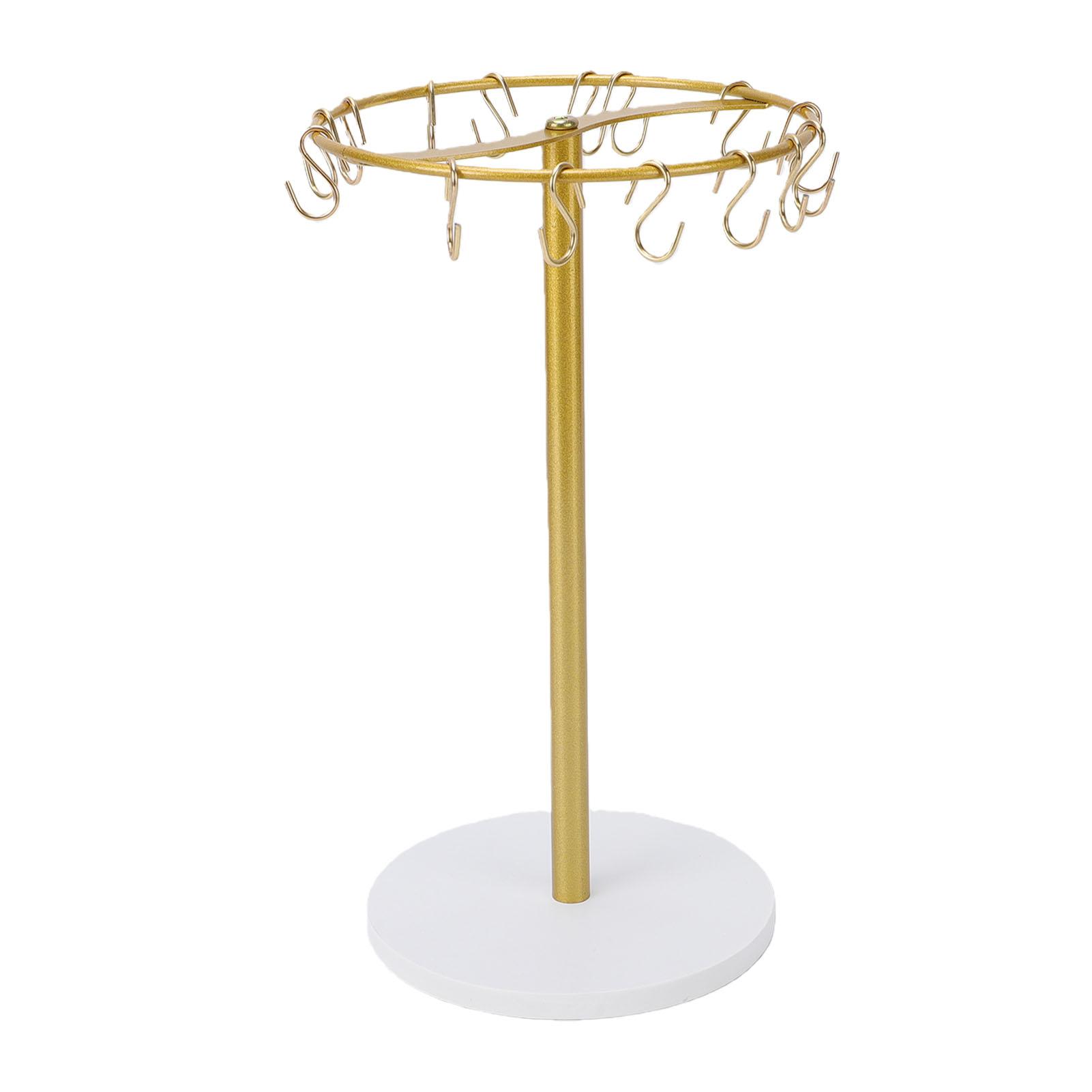 

Headband Display Stand 22 Hooks Round Shape Metal Wood Jewelry Hairband Holder Display Rack