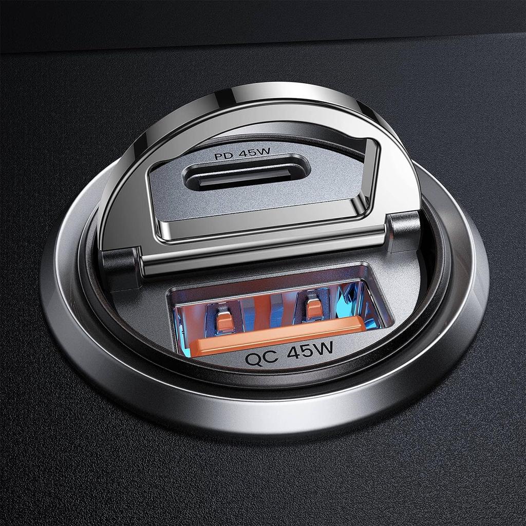 Caricabatterie da Auto USB C per Accendisigari da 90W, [PD45W&QC45W] Adattatore Caricabatterie Rapido per Auto, Adattatore Metallico Super Mini