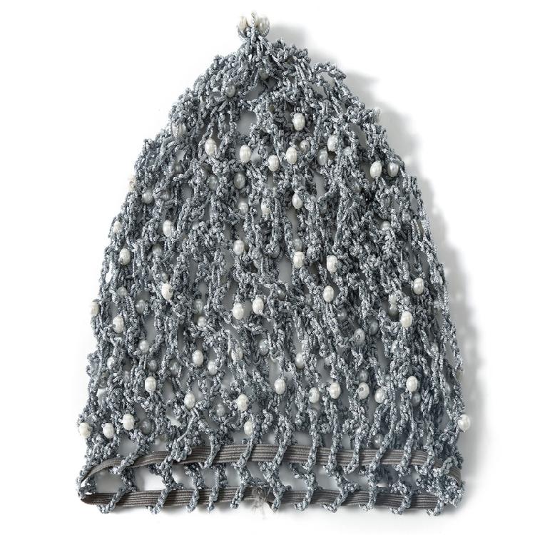 Modische gehäkelte Haarnetze aus Seide für Damen mit eleganten Perlenverzierungen Turbanhut für besondere Anlässe