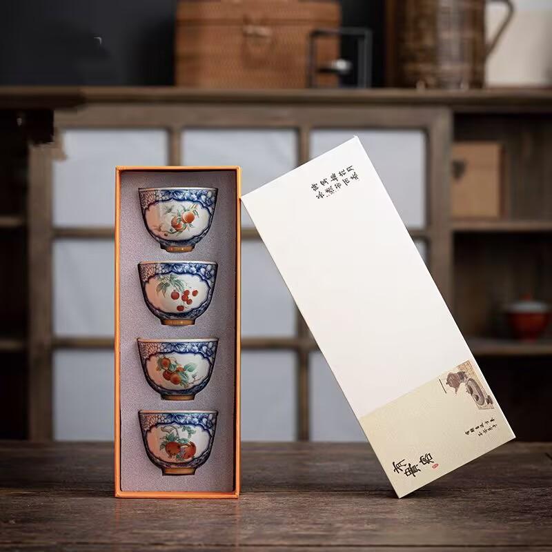 Blue And White Ceramic Teacup Large Personal Female-Only Master Cup Zen Single Cup Gift Box Retro Tea Cup