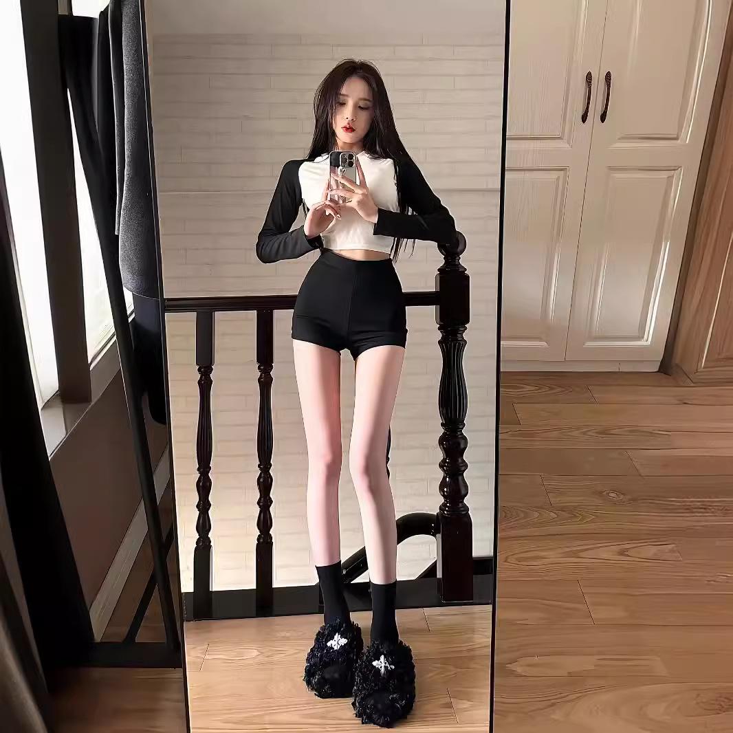 

Летние шорты с высокой талией, черные, облегающие, эластичные, повседневные, горячие шорты для женщин, 2024 Medium чёрный