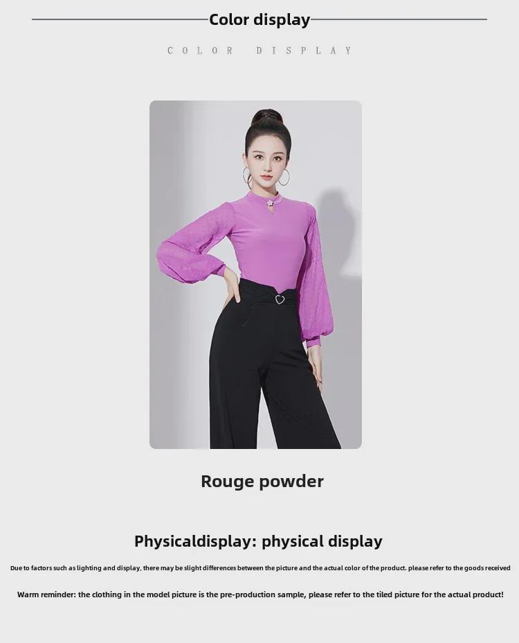 Salopetă modernă pentru damă, cu mâneci lantern, cu protecție pentru gât și guler înalt - îmbrăcăminte de dans standard național