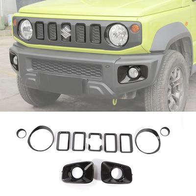 Headlamp Grille Trim Front Turn Signal Light Front Fog Lamp Decoration Cover Stickers For Suzuki Jimny 2019 Up ABS Carbon Fiber Car Accessories