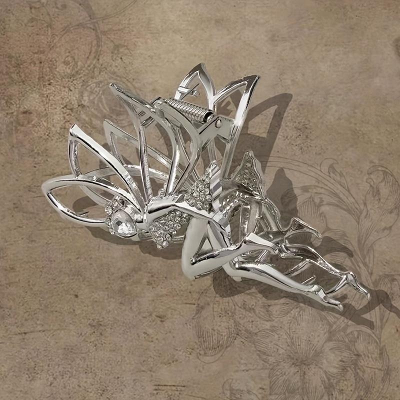 1pc Fata Design Artiglio per capelli Decorazione con strass Clip Elegante impugnatura per capelli Accessorio antiscivolo per capelli