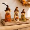 Autumn Tiered Tray Decor Vintage Resin Scarecrow Figurines, Fall Harvest Pumpkin Sunflower Maple Halloween Tabletop Ornaments Leaf Decor, Thanksgiving