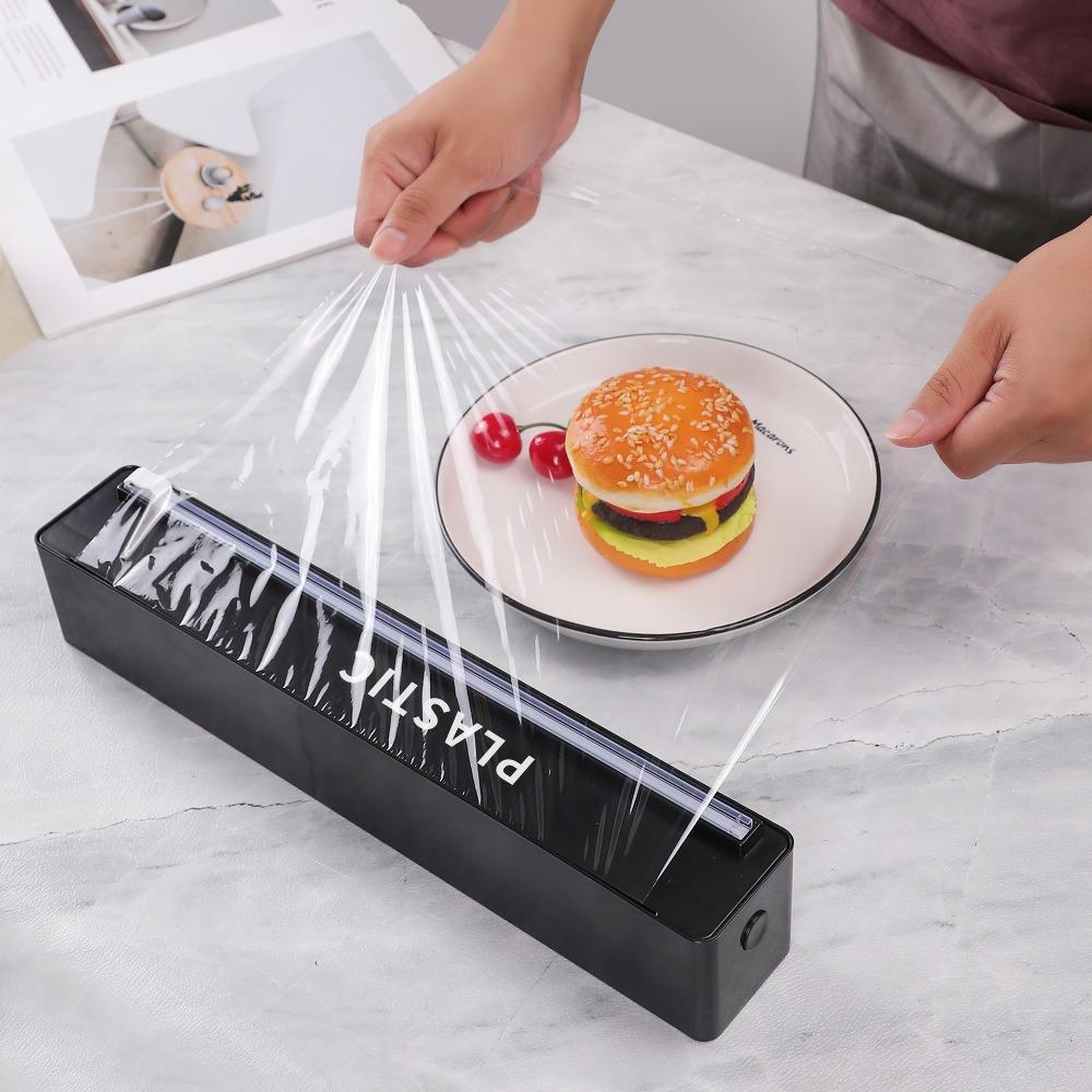Plastic Food Cling Film Dispenser Magnetic/Suction Cup Stretch Film Cutter Baking Paper