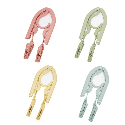 Winuin Folding Hangers, Travel Hangers, Portable Hangers, Set of 4 (Includes 8 Clothespins), Perfect for Camping, Training Camps, Business Trips, Hosp