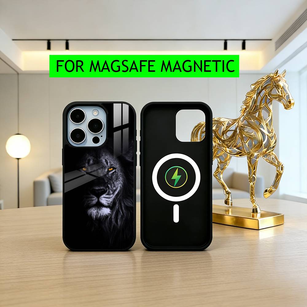 L-Lion P-Pattern Phone Case For iPhone17,16,15,14,13,12,11 Plus,Pro Magnetic with Magsafe Wireless Charging
